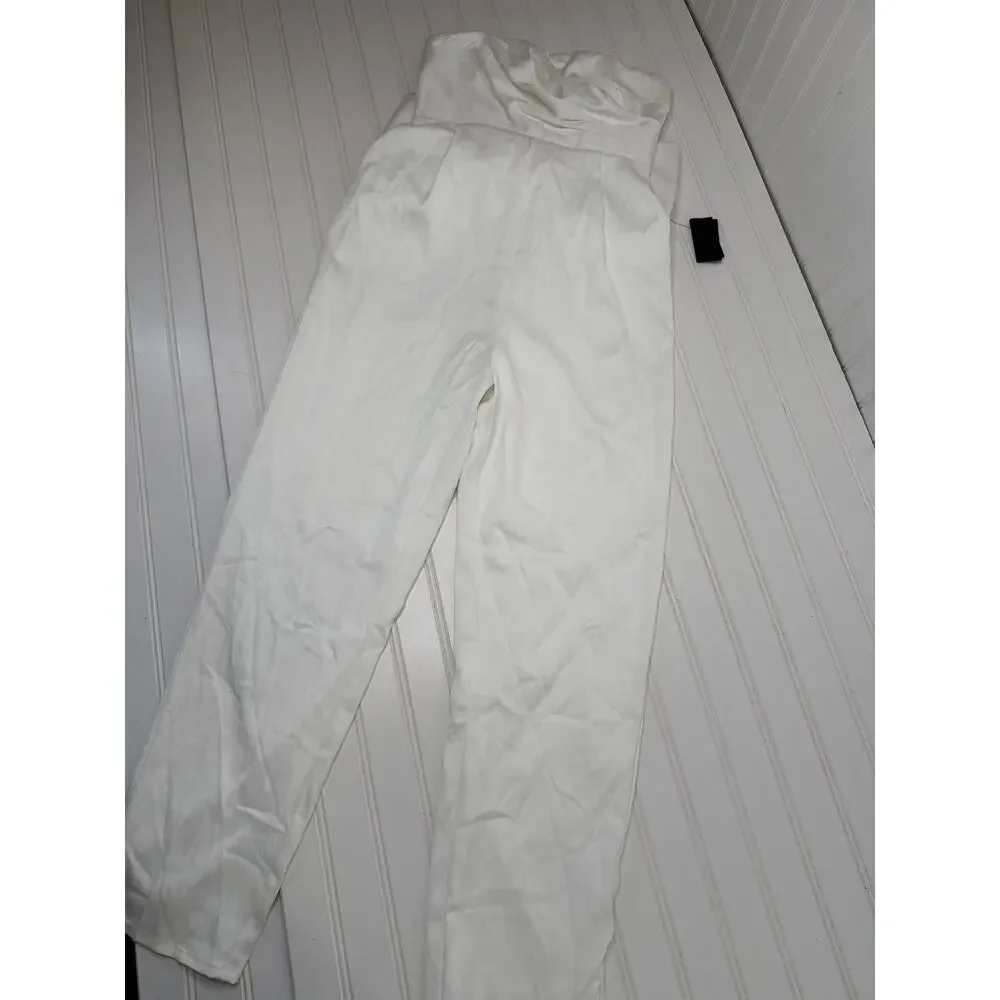 NWT Lulus Beloved Bliss Ivory Strapless Slim Leg Bow Jumpsuit Party Classy Sz S